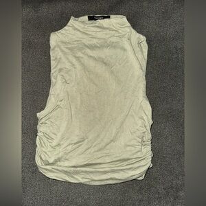 Forever 21 Sage Green Ruched Mock Neck Sleeveless Top